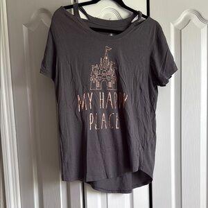 Disney Gray Graphic Tee with Castle Design